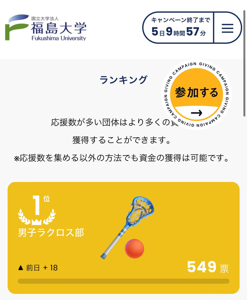 fukushimalax20's tweet photo. みなさん、こんにちは！
私たち福島大学男子ラクロス部はGiving Campaign に参加させていただいているため応援投票おねがいします！！

https://t.co/tBH8Lp8eBh 

 #GivingCampaign 
 #givingcampaign2024 https://t.co/Lm7mjAojZ0
