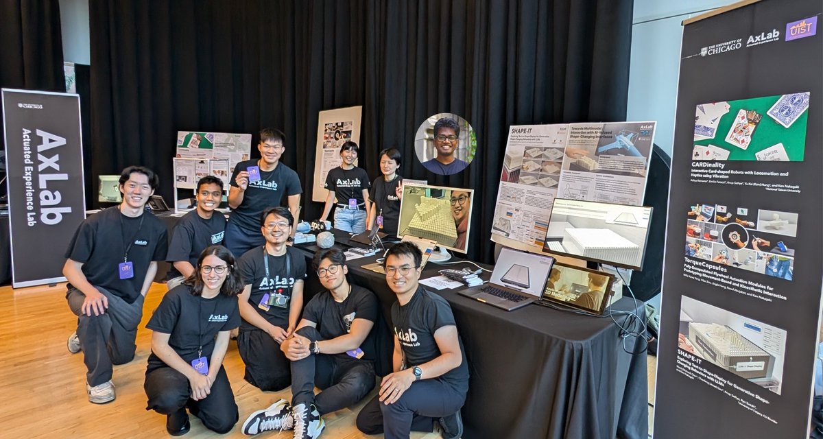 Ken Nakagaki (@ken0324) on Twitter photo Thanks to everyone who came to <a href="/AxLab_UChicago/">AxLab - Actuated Experience Lab</a>'s #UIST2024 demos!
We immensely enjoyed showing our demos to the <a href="/ACMUIST/">ACM UIST</a> community! (Special Thanks to Anup, who couldn't make the conf but significantly contributed to 2 papers, & Chi, who operated the shape display from Chicago! Thanks to everyone who came to <a href="/AxLab_UChicago/">AxLab - Actuated Experience Lab</a>'s #UIST2024 demos!
We immensely enjoyed showing our demos to the <a href="/ACMUIST/">ACM UIST</a> community! (Special Thanks to Anup, who couldn't make the conf but significantly contributed to 2 papers, & Chi, who operated the shape display from Chicago!