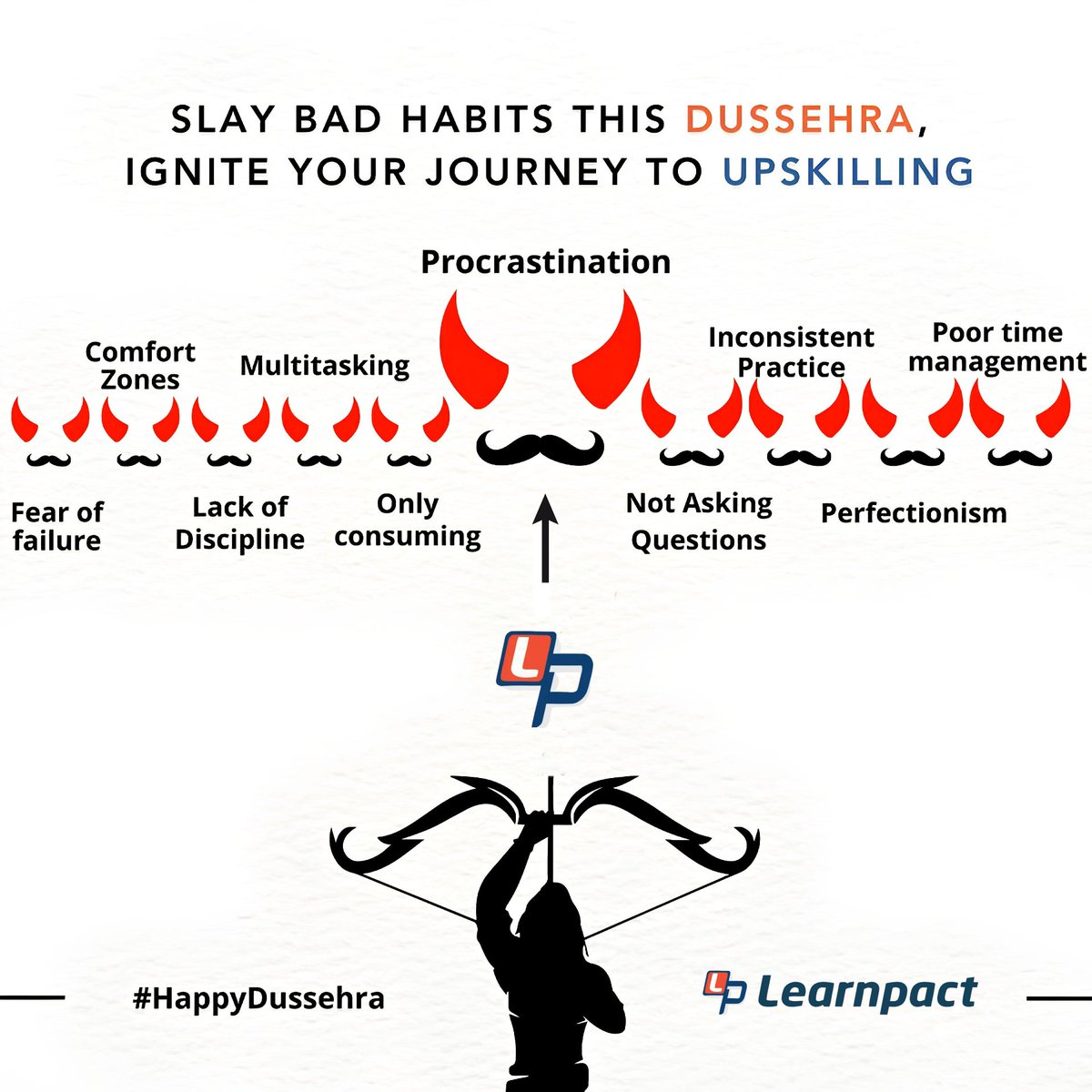 learnpact's tweet photo. 🌟 Slay Bad Habits This Dussehra! 🌟

Break free from these barriers and start your journey of upskilling, self-growth, and success. 🚀

🔥 It's Time for Action! 

#HappyDussehra #SlayBadHabits #Learnpact #Upskilling #BreakFree #PersonalGrowth #Procrastination #SkillDevelopment https://t.co/pr2M4MHayz