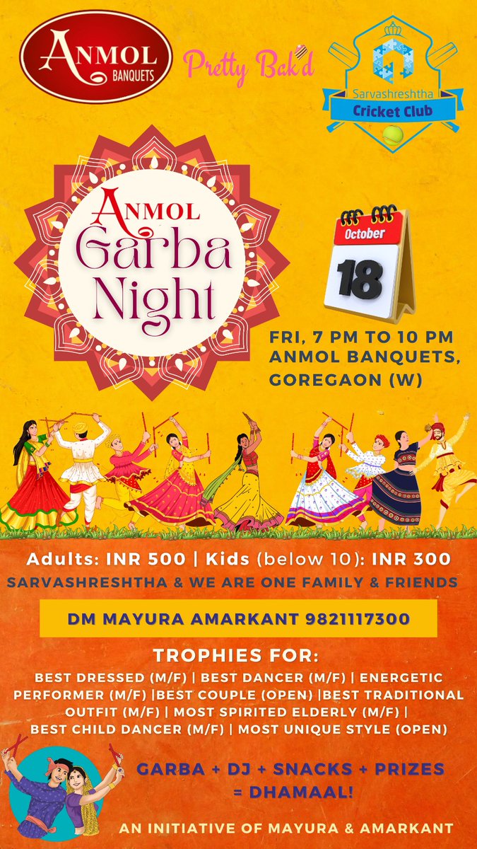 Garba Night in Goregaon West, Mumbai.
DM for details