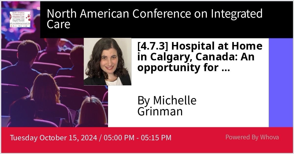 Excited to share insights on the Hospital at Home model as part of an integrated healthcare delivery system tomorrow at the North American Conference on Integrated Care!

This innovative approach has the potential to transform patient care by offering hospital-level services in