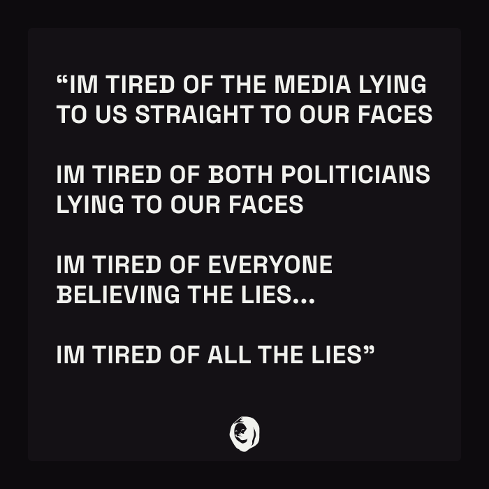 tired_takes's tweet photo. Tired of all the lies... https://t.co/PS1D6ODryT