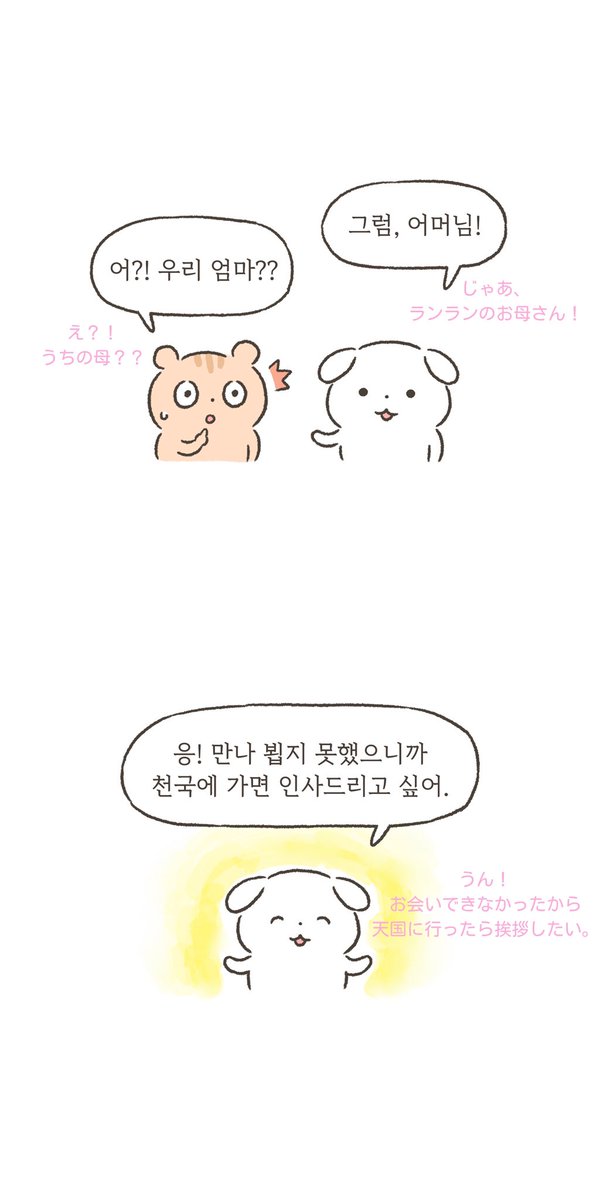harihourr's tweet photo. 사람이 죽으면 먼저 하늘나라에 간
반려동물이 마중나온대.
나중에 누가 마중나왔으면 좋겠어?

人が死んだら、先に天国に行った
ペットが迎えに来るんだって。
後で誰が迎えに来てほしい？ https://t.co/eii3aVIEwH
