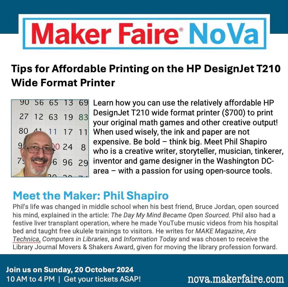 MakerFaire NoVa (@makerfairenova) on Twitter photo 🖨️ Tips for Affordable Printing on HP DesignJet T210 #WideFormatPrinter! Sun, 20 Oct from 10 AM to 4 PM at Alexandria City HS: nova.makerfaire.com/tickets/
..
#MakerFaireNoVa #STEM #HPDesignJet #OpenSourceTools #OpenSource <a href="/nova_labs/">Nova Labs</a> <a href="/makerfairenova/">MakerFaire NoVa</a> <a href="/alexartsoffice/">City of Alexandria's Office of the Arts</a> <a href="/alexcitytitans/">Alexandria City High School</a> 🖨️ Tips for Affordable Printing on HP DesignJet T210 #WideFormatPrinter! Sun, 20 Oct from 10 AM to 4 PM at Alexandria City HS: nova.makerfaire.com/tickets/
..
#MakerFaireNoVa #STEM #HPDesignJet #OpenSourceTools #OpenSource <a href="/nova_labs/">Nova Labs</a> <a href="/makerfairenova/">MakerFaire NoVa</a> <a href="/alexartsoffice/">City of Alexandria's Office of the Arts</a> <a href="/alexcitytitans/">Alexandria City High School</a>