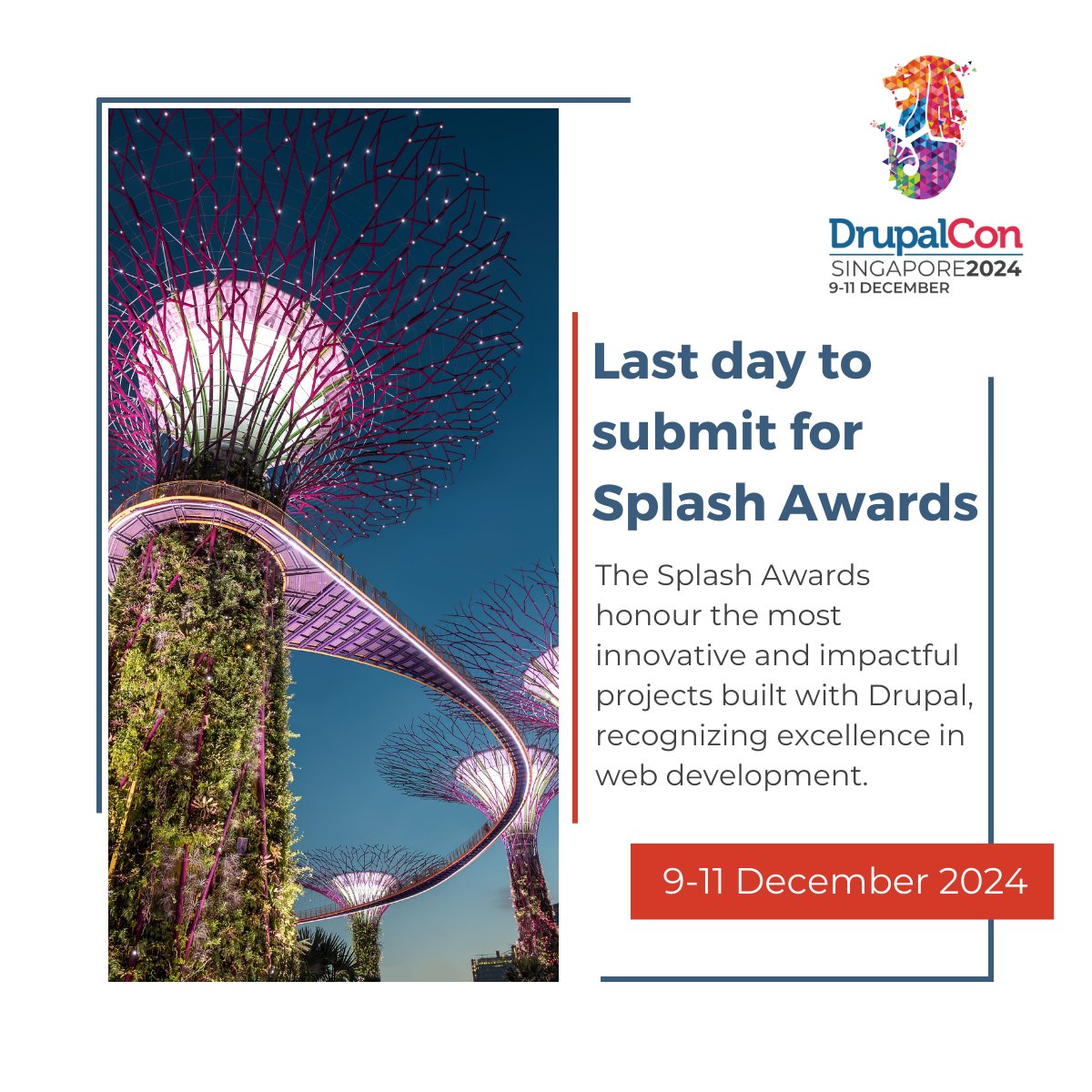 DrupalConAsia's tweet image. 🚨 The wait is almost over! Today, is the final day to get your submission in! 

Will your project be a winner? 🏆 Submit now forms.gle/EZTQGVF4r9hEZe…

#SplashAwards #DrupalInnovation #DrupalConSingapore #Drupal #DrupalCommunity #WebDevelopment #DigitalInnovation #DrupalAwards