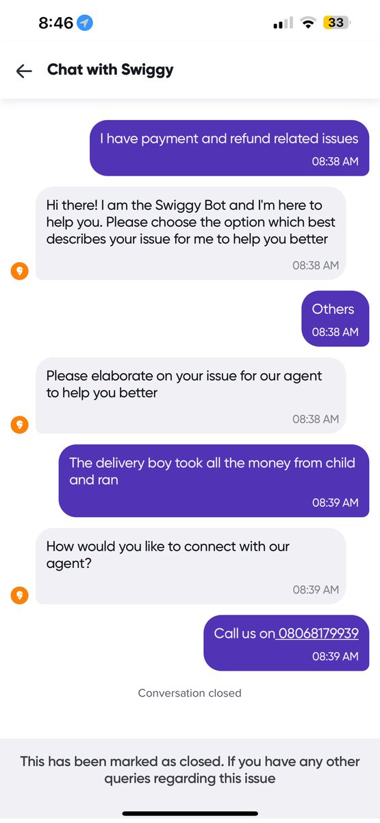 kunallgoyal's tweet photo. @harshamjty @SwiggyInstamart 

New fraud unfolded

Bill amount 236, I gave money to
My 3 year old, the delivery guy snatched all the money , 400+ change, and ran away 

Later when I called customer support, the person said it was only 290 and he can return the amount. #Shame https://t.co/iLlLxYIvAj