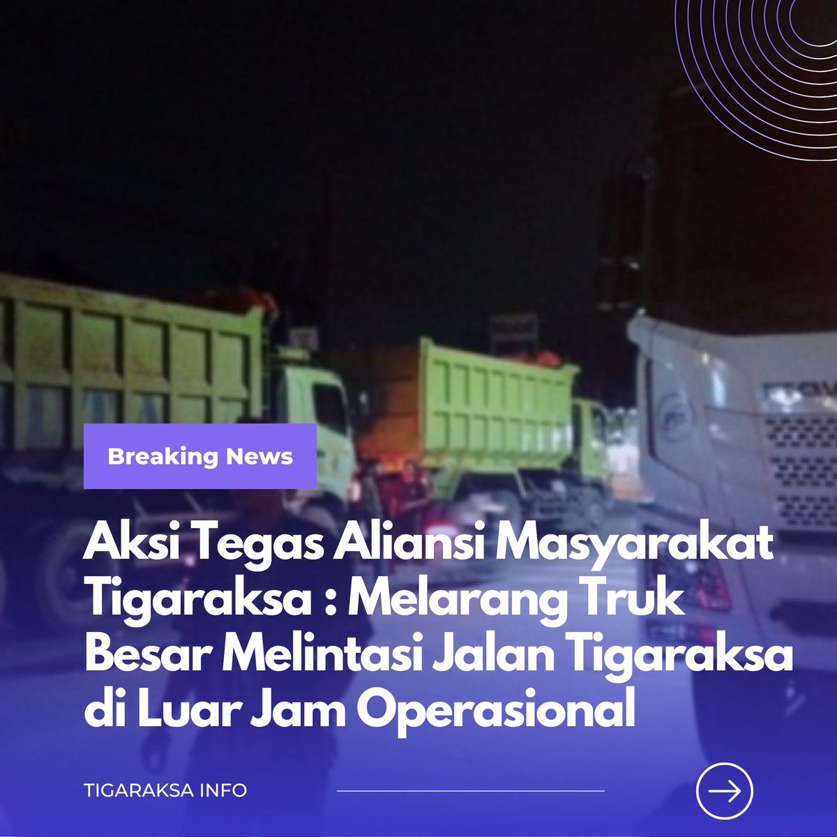 Aliansi Masyarakat Tigaraksa (ALMAST) telah mengambil tindakan tegas dengan melarang truk besar melintasi jalan Tigaraksa sebagai respons terhadap serangkaian kecelakaan yang disebabkan oleh truk besar. Pada hari Senin (14/10/2024)

#tigaraksa #tigaraksainfo #infotigaraksa