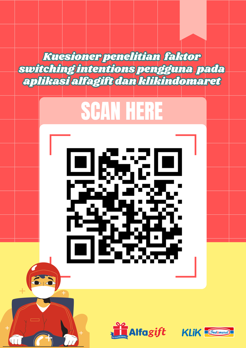 cloudscloche's tweet image. halo teman-teman, ada yang mau bantu isi kuesionerku? Aku masih perlu 300 responden lagi.

Kriteria:
• Berusia antara 20 - 39 tahun
• Pernah menggunakan aplikasi Alfagift &amp;amp; KlikIndomaret
•Berdomisili di Provinsi D.I. Yogyakarta

Link: forms.gle/hDbcdpYDsbdfRA…