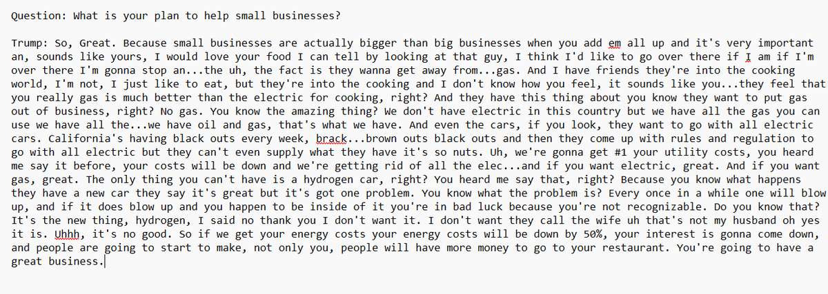 Norm DePlume (@normdeplume69) on Twitter photo <a href="/TheRickWilson/">Rick Wilson</a> What, you aren't clear on what his concept of a plan for helping small businesses is?
Verbatim Transcript: <a href="/TheRickWilson/">Rick Wilson</a> What, you aren't clear on what his concept of a plan for helping small businesses is?
Verbatim Transcript: