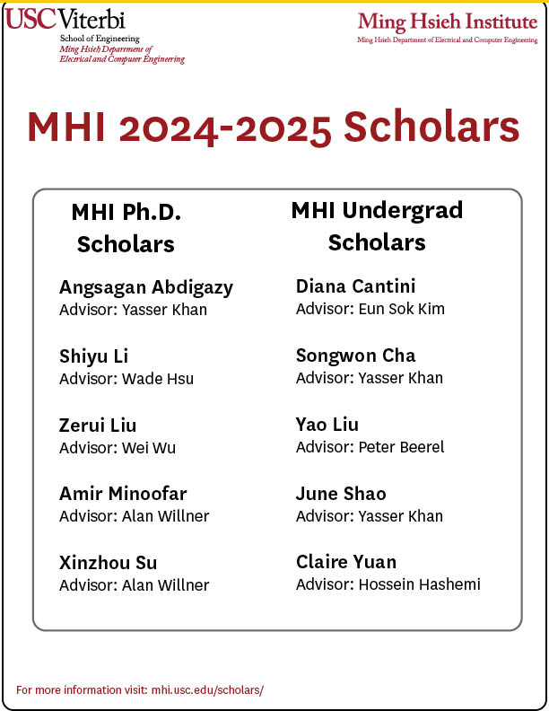Yasser Khan (@khanlabusc) on Twitter photo It's quite gratifying to see how amazing the students in our lab are doing. MHI PhD Scholars are the most promising PhD students in our <a href="/USCMingHsiehEE/">USC ECE</a> . The MHI undergraduate scholars distinguished themselves in research, academics, and contribution to the <a href="/USCViterbi/">USC Viterbi School</a> community. It's quite gratifying to see how amazing the students in our lab are doing. MHI PhD Scholars are the most promising PhD students in our <a href="/USCMingHsiehEE/">USC ECE</a> . The MHI undergraduate scholars distinguished themselves in research, academics, and contribution to the <a href="/USCViterbi/">USC Viterbi School</a> community.
