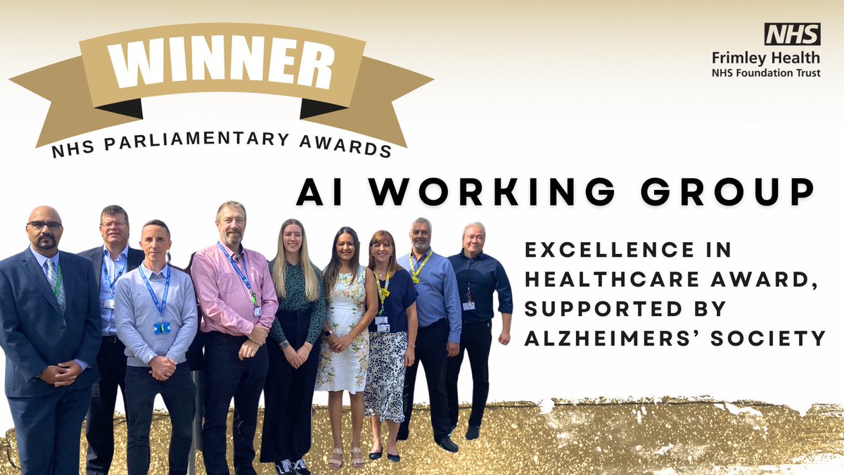 A massive congratulations to <a href="/DrAmritaKumar/">Amrita Kumar</a> and the #AI working group for winning 'The Excellence in Healthcare Award' at last night's #NHSParlyAwards! 👏 🏆 💙 

The AI working group, formed in 2019, has paved the way for introducing exciting #AI projects across #FrimleyHealth