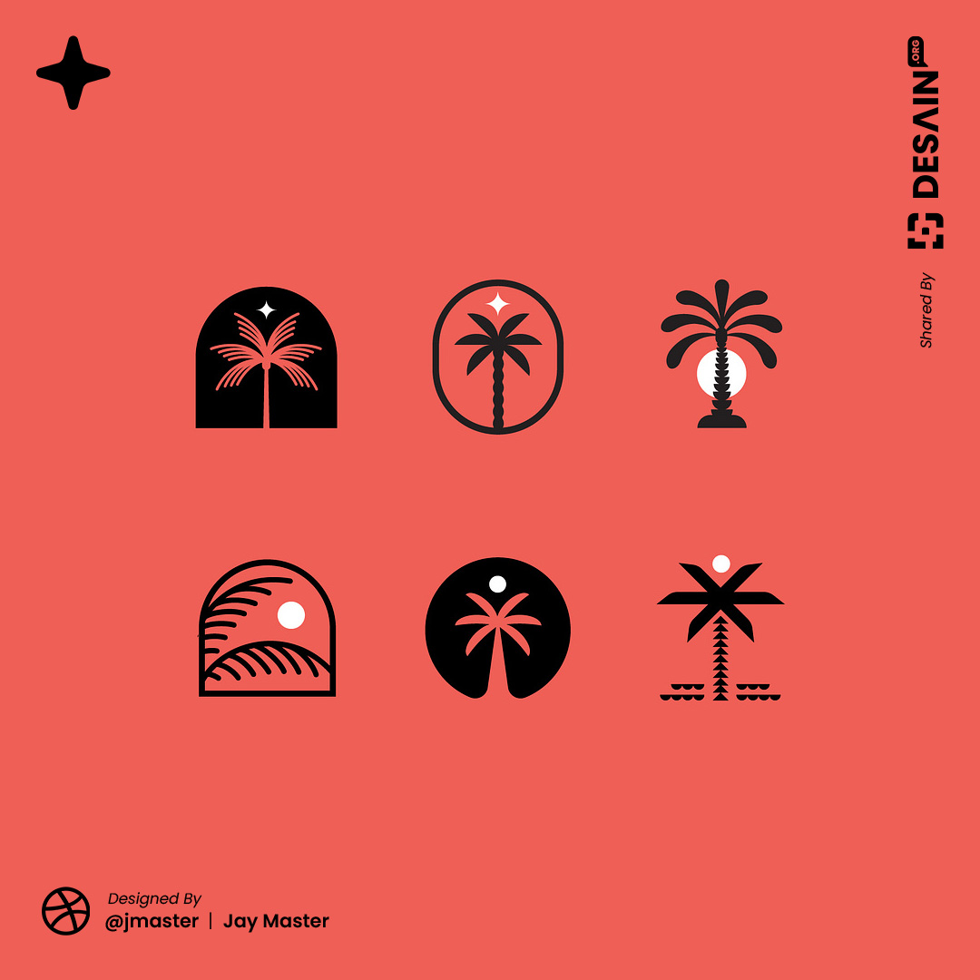 desain_org's tweet photo. #PalmTreeLogo - Jay Master showcases stunning #logo designs inspired by palm trees 🌴. His #brand creations blend simplicity and tranquility, capturing nature's beauty with unique forms and colors.
.
✨Dribbble: /jmaster 
✨More: https://t.co/O8JRYwVOFH https://t.co/AYFunEE0PF