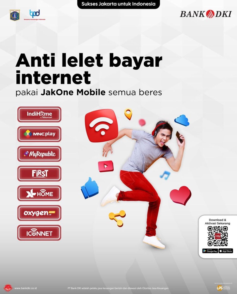 Bayar tagihan internet jadi lebih cepat, mudah, dan pastinya anti lelet. Langsung aja download JakOne Mobile sekarang dan nikmati semua kemudahannya! #JakOneMobile #BankDKI #Indihome #MNCPlay #MyRepublic #FirstMedia #XLHome #OxygenHome #Iconnect