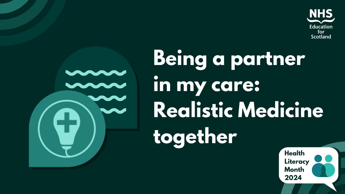 Its important that everyone can take more control over decisions about their care, based on what matters to them. Check out this 'Being a partner in my care: Realistic Medicine together' resource: rightdecisions.scot.nhs.uk/being-a-partne… #HealthLiteracyMonth