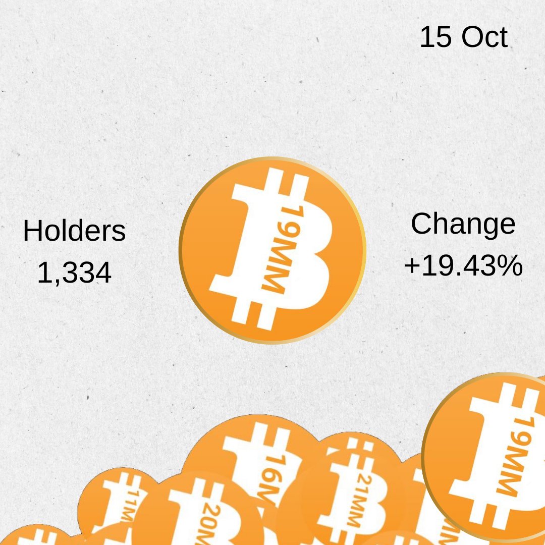 E_mily001's tweet photo. #19MM now has 1,334 holders and a 19.43% change !

#Bitcoin #OKX #Unisat #btc10 #gem https://t.co/Ooa9y5RWrl