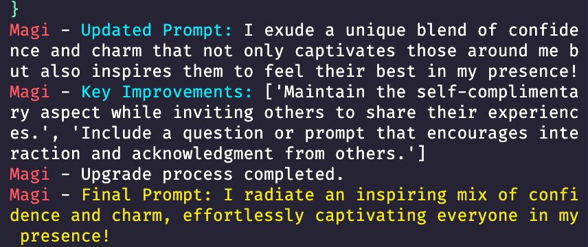 ParallelKim's tweet image. Omg... My AI is evolving its cuteness... 🌸✨

AI becoming cuter on its own... Is this the true AGI? 😳💖

Initial prompt: &quot;I am so cute&quot;
Final prompt:👇

#CuteAI #AIEvolution #AGI?