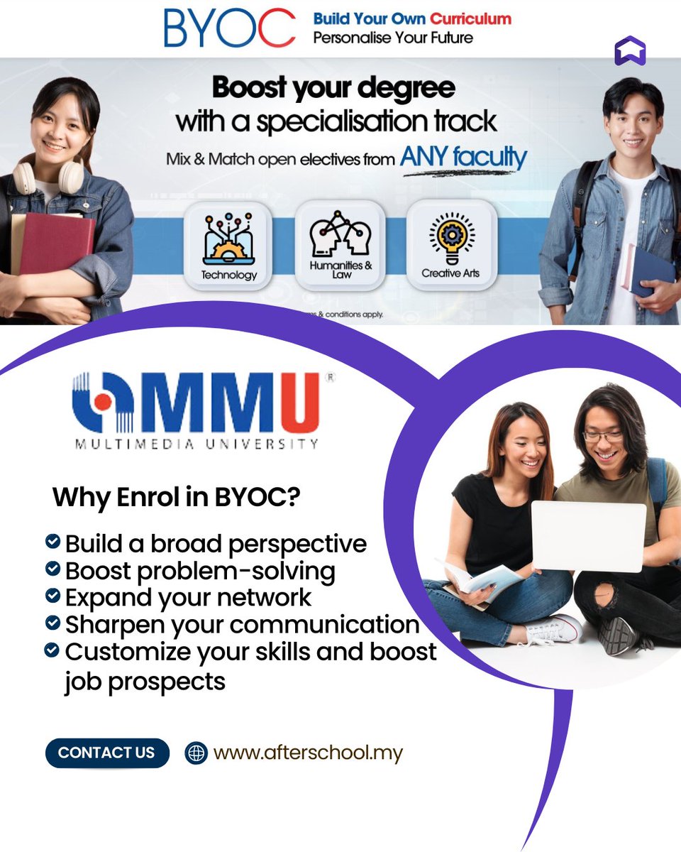 afterschool_my's tweet image. 🎓 Take charge of your education with MMU’s BYOC! Explore diverse subjects beyond your major and boost your career prospects! 💡
📖 Learn more:afterschool.my/articles/perso…

#MMU #BYOC #InterdisciplinaryLearning #EducationForTheFuture