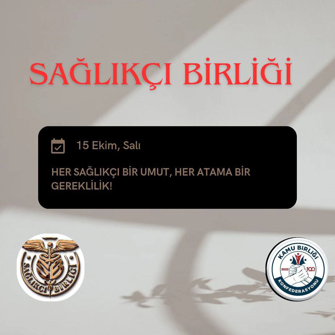 Sayın <a href="/drmemisoglu/">Prof. Dr. Kemal Memişoğlu</a>,

Sağlıkta atama bekleyen yüz binlerce genç adına, Kamu Birliği Konfederasyonu ve Sağlıkçı Birliği olarak 100 bin sağlık personeli atamasının yapılmasını ve tüm branşları kapsamasını talep ediyoruz.

Sesimize kulak vererek sağlık sistemimizi birlikte