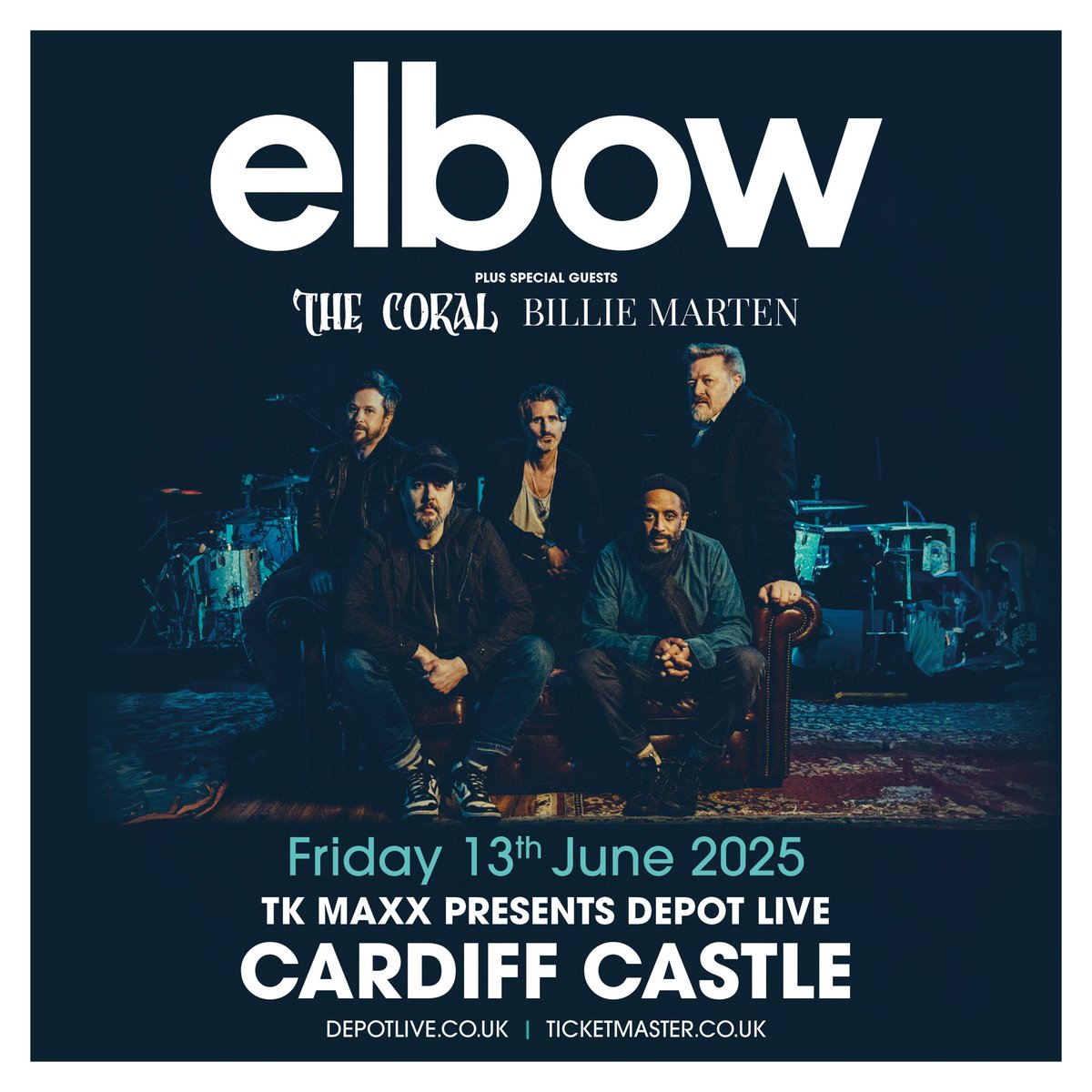 ELBOW - JUST ANNOUNCED 🚨🔥️

@ 4 mates, like &amp; RT for your chance to win 5 x tickets for you &amp; your friends (every tag is a new entry) 🤝

📍 <a href="/cardiff_castle/">Cardiff Castle</a>

depotlive.co.uk

<a href="/TKMaxx_UK/">TK Maxx</a> Presents DEPOT Live Series 2025