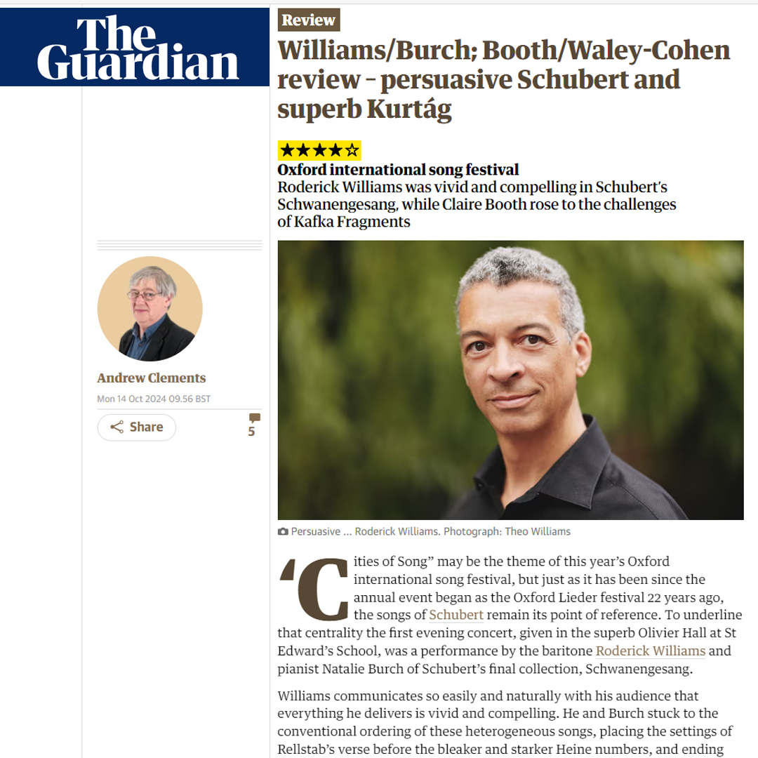 Oxford Song (formerly Oxford Lieder) (@oxfordsong) on Twitter photo Thanks to Andrew Clements at <a href="/guardian/">The Guardian</a> for this great review from our opening weekend 🎶
Read in full here: theguardian.com/music/2024/oct…
#oxfordinternationalsongfestival #oxfordsong #lieder #oxford #festival #citiesofsong #Kafka @RGCWbaritone <a href="/natiplayspiano/">Natalie Burch</a> <a href="/TamsinWaleyCohe/">Tamsin Waley-Cohen</a> Thanks to Andrew Clements at <a href="/guardian/">The Guardian</a> for this great review from our opening weekend 🎶
Read in full here: theguardian.com/music/2024/oct…
#oxfordinternationalsongfestival #oxfordsong #lieder #oxford #festival #citiesofsong #Kafka @RGCWbaritone <a href="/natiplayspiano/">Natalie Burch</a> <a href="/TamsinWaleyCohe/">Tamsin Waley-Cohen</a>