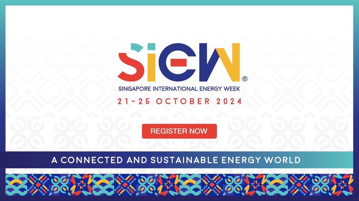 Energy Studies Inst. (@esi_energyvibes) on Twitter photo We are thrilled to be a supporting organisation for Singapore International Energy Week 2024! <a href="/SIEW_sg/">SingaporeInternationalEnergyWeek</a> 2024 is organised by Energy Market Authority, and take place from 21 – 25 Oct at Sands Expo & Convention Centre, Marina Bay Sands.
Register: register.siew.gov.sg #SIEW2024 We are thrilled to be a supporting organisation for Singapore International Energy Week 2024! <a href="/SIEW_sg/">SingaporeInternationalEnergyWeek</a> 2024 is organised by Energy Market Authority, and take place from 21 – 25 Oct at Sands Expo & Convention Centre, Marina Bay Sands.
Register: register.siew.gov.sg #SIEW2024