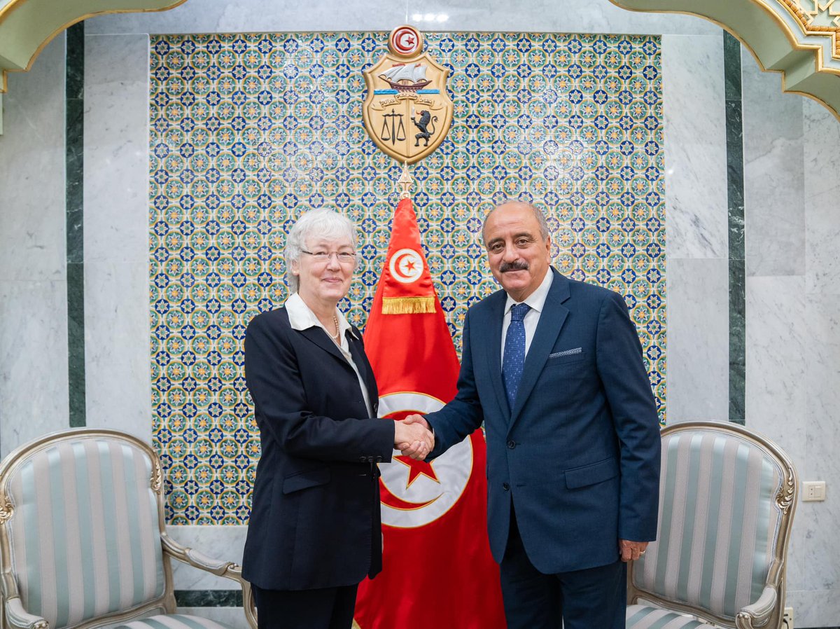 🤝 M. Mohamed Ali Nafti, Min. <a href="/TunisieDiplo/">Tunisie Diplomatie🇹🇳</a>, a récemment reçu Elisabeth Wolbers, Ambassadeur d'🇩🇪 à Tunis. Ensemble, nous sommes impatients de renforcer et d’enrichir le partenariat tuniso-allemand. #deutschland_in_tunesien #Allemagneentunisie