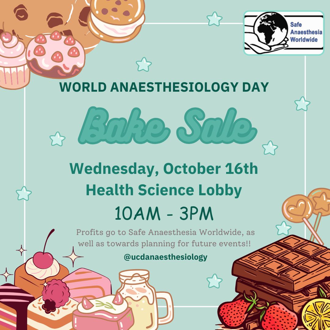 Please support the UCD Anaesthesiology Student Association  @ucdanaesthesiology Bake Sale on World Anaesthesia Day, Wednesday 16th October "#WAD2024 #UCD