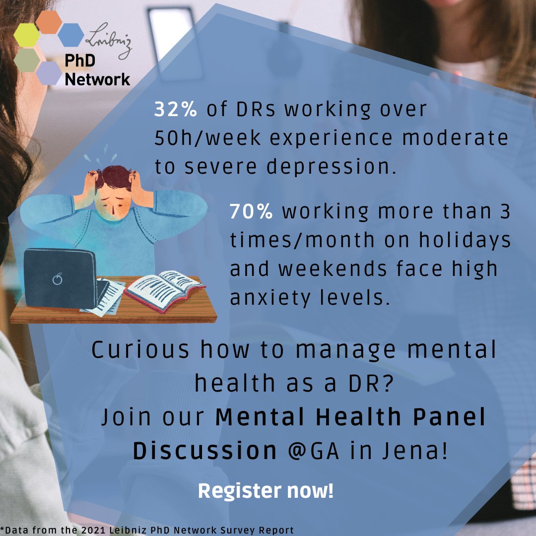 🧠Are you curious? Join our Mental Health Panel Discussion, 15-16.11 in Jena!

🔗 Register here: indico.leibniz-fli.de/event/9/regist… 

📝 Learn more about the current mental health state of Leibniz DRs: ssoar.info/ssoar/handle/d… 
#leibnizphdnet #ga2024 #mentalhealth #mentalhealthawareness
