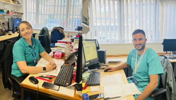 PharmacySBU's tweet photo. Natalie and Ceri, Advanced Pharmacy Technicians - working in oncology and haematology speciality clinics as part of the MDT, caring for patients living with cancer in SBUHB #RxTechDay https://t.co/4bQAXRRKiO