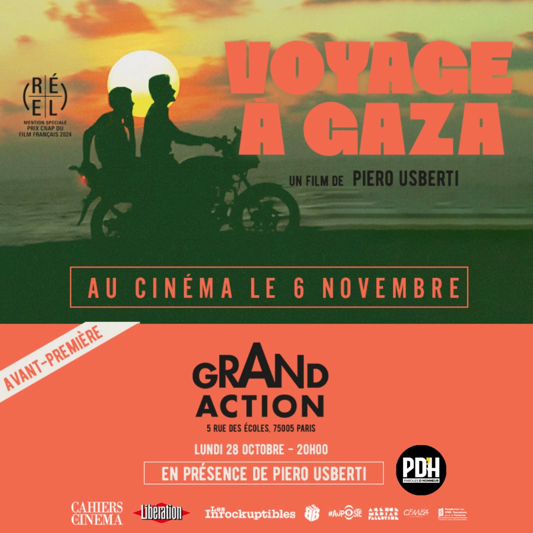 La Grande Distribution (@lagd_cine) on Twitter photo Avant-Première 🇵🇸
Lundi 28 octobre I 20H I <a href="/GrandAction/">Ciné Le Grand Action</a>
Réserver sa place ici : bit.ly/3zZWQr1
<a href="/ParolesDHonneur/">Paroles d'Honneur</a> <a href="/JhrFilms/">JHR Films</a> #Palestine #PalestineWillBeFree Avant-Première 🇵🇸
Lundi 28 octobre I 20H I <a href="/GrandAction/">Ciné Le Grand Action</a>
Réserver sa place ici : bit.ly/3zZWQr1
<a href="/ParolesDHonneur/">Paroles d'Honneur</a> <a href="/JhrFilms/">JHR Films</a> #Palestine #PalestineWillBeFree