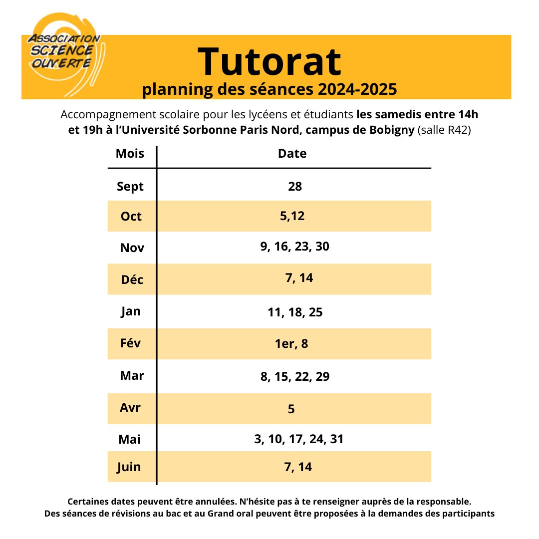🧑‍🏫 Besoin de soutien scolaire au lycée ou dans le supérieur ? Rejoignez notre programme de #Tutorat avec <a href="/ScienceOuverte/">Association Science Ouverte</a> ! 

Des sessions gratuites pour vous aider à réussir. 📚✨ 

Plus d'infos et inscription ici :
scienceouverte.fr/2024/07/11/tut…

#RéussiteScolaire