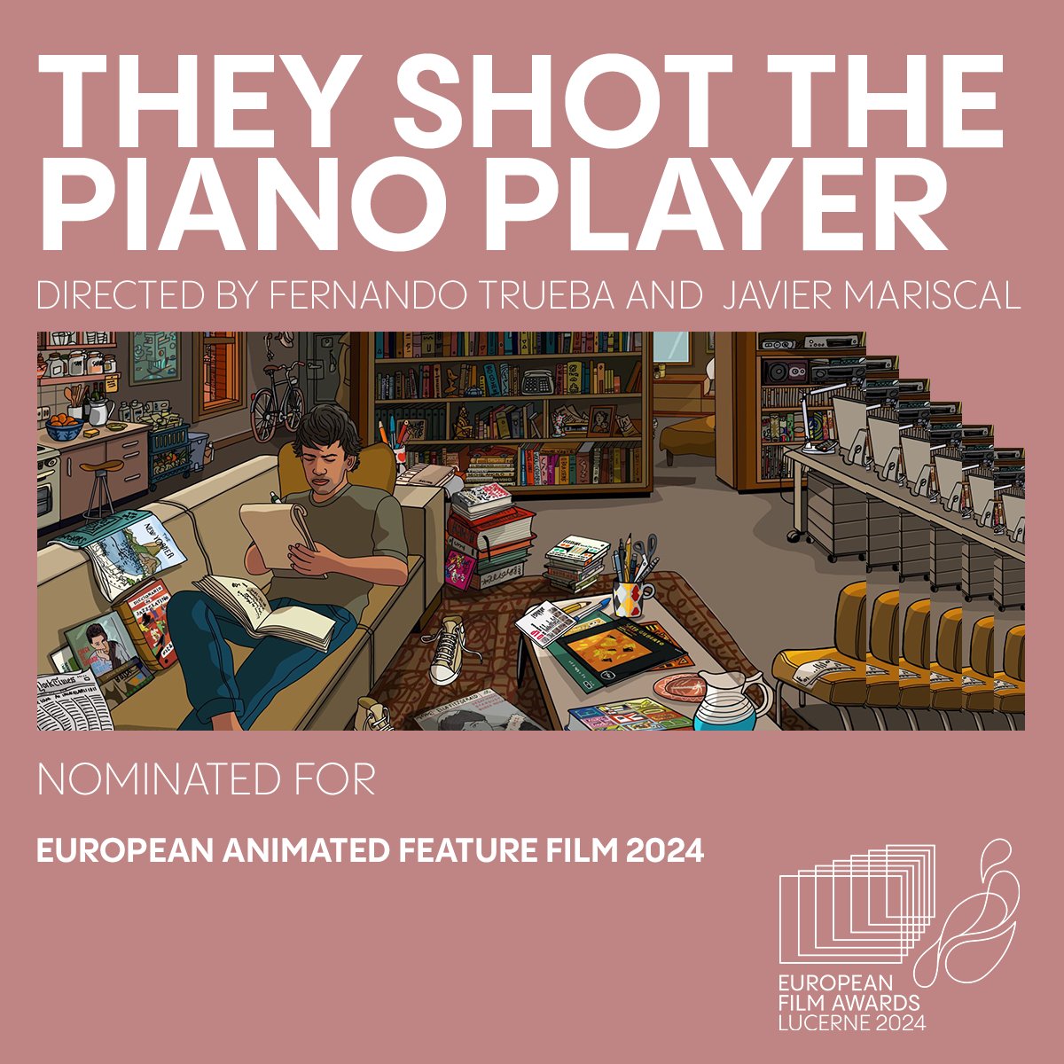 THEY SHOT THE PIANO PLAYER de Fernando Trueba and Javier Mariscal.
Nominé dans la catégorie "European Feature Film Animation 2024"
(Spain, France, Netherlands, Portugal, Peru) 
#TheyShotThePianoPlayer #JavierMariscal #TenorioJr #JeffGoldblum #jazz #bossanova #sambajazz