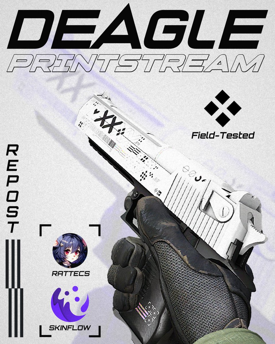 🚨 CS2 SKIN GIVEAWAY 🚨

> Desert Eagle | Printstream (FT) <

How to enter: 
➖ Follow <a href="/rattecs/">ratte</a> &amp; <a href="/skinflowgg/">Skinflow</a> 
➖ Like and retweet
➖ Tag 2 friends   

⏱ Winner drawn in a week, GL HF!