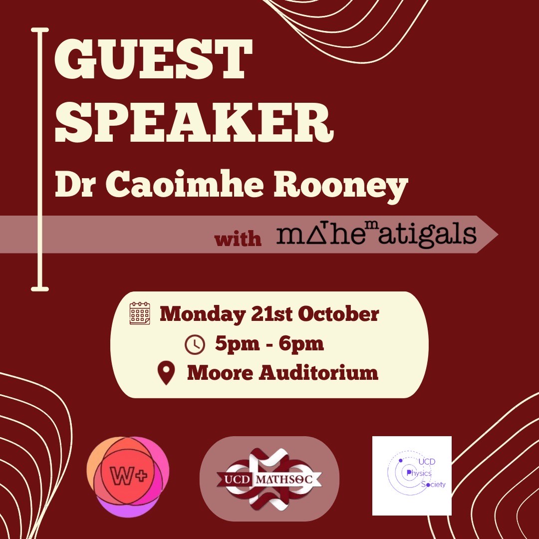 UCD Maths and Stats (@ucdmathstat) on Twitter photo Please join us for a talk by Dr. Caoimhe Rooney (<a href="/CaoimheRooney11/">Dr. Caoimhe Rooney</a>) from Mathematigals (<a href="/mathematigals/">mathematigals</a>) on Monday 21st October at 5pm in the Moore auditorium. The talk is aimed at undergraduate mathematics students, but anyone with an interest in mathematics is welcome to join. Please join us for a talk by Dr. Caoimhe Rooney (<a href="/CaoimheRooney11/">Dr. Caoimhe Rooney</a>) from Mathematigals (<a href="/mathematigals/">mathematigals</a>) on Monday 21st October at 5pm in the Moore auditorium. The talk is aimed at undergraduate mathematics students, but anyone with an interest in mathematics is welcome to join.