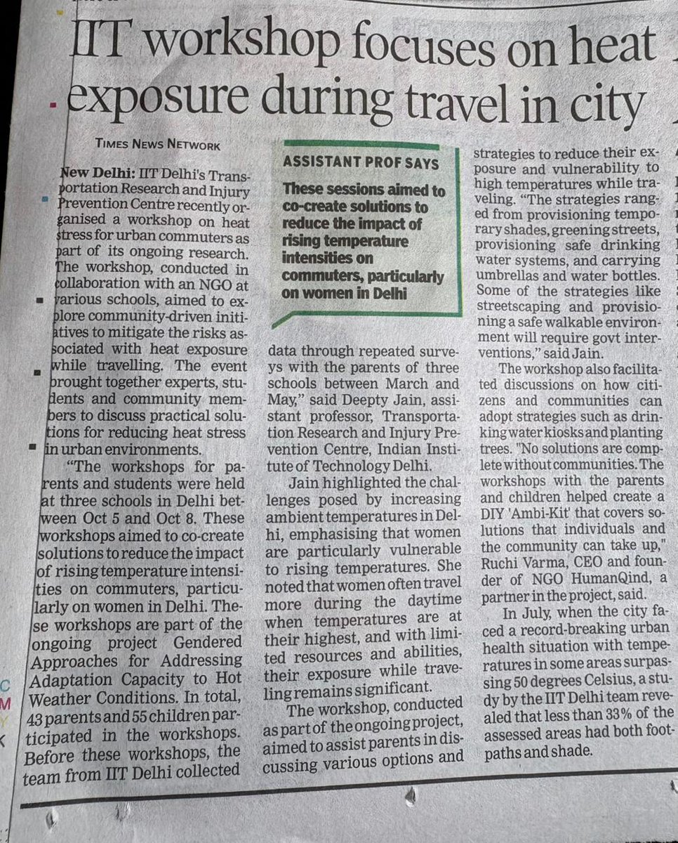 Deepty Jain (@jaindeepty) on Twitter photo We recently conducted workshops with parents of school children a d children for three different schools in Delhi to cocreate solutions and DIY Ambi-kit to beat the heat for women.
timesofindia.indiatimes.com/city/delhi/iit…
<a href="/Transport_Links/">High Volume Transport Applied Research</a> <a href="/FCDOGovUK/">Foreign, Commonwealth & Development Office</a> <a href="/iitdelhi/">IIT Delhi</a> <a href="/trip_centre/">TRIP Centre</a> <a href="/humanqind/">HumanQind</a> We recently conducted workshops with parents of school children a d children for three different schools in Delhi to cocreate solutions and DIY Ambi-kit to beat the heat for women.
timesofindia.indiatimes.com/city/delhi/iit…
<a href="/Transport_Links/">High Volume Transport Applied Research</a> <a href="/FCDOGovUK/">Foreign, Commonwealth & Development Office</a> <a href="/iitdelhi/">IIT Delhi</a> <a href="/trip_centre/">TRIP Centre</a> <a href="/humanqind/">HumanQind</a>