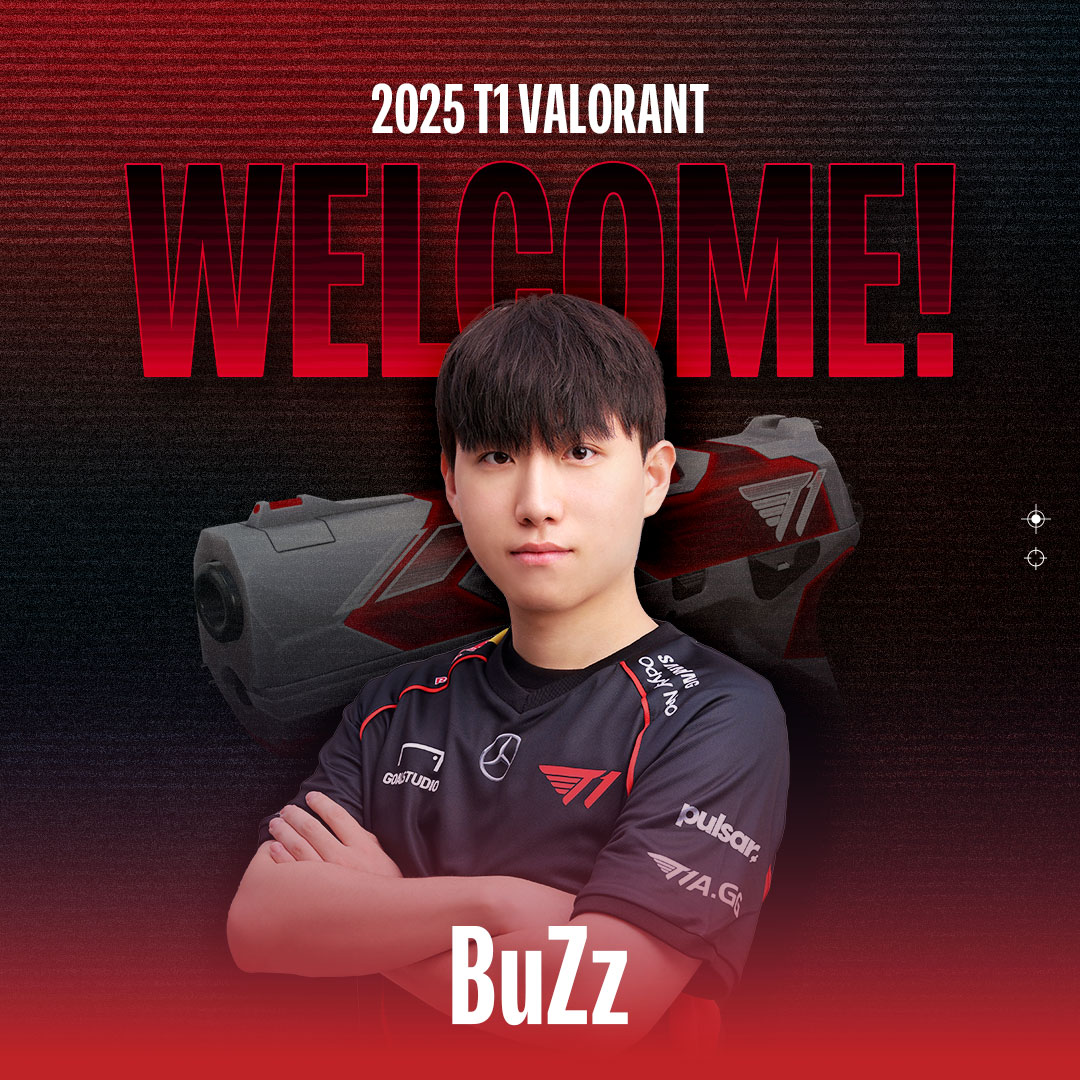 T1 VALORANT 팀에 'BuZz' 유병철 선수가 합류했습니다.
T1과 함께 승리를 향한 무한한 가능성 너머로 나아갈 'BuZz' 선수에게 많은 응원 부탁드립니다.

We are pleased to announce that 'BuZz' has joined the T1 VALORANT team!
Please give your full support to 'BuZz' as he will make sure that