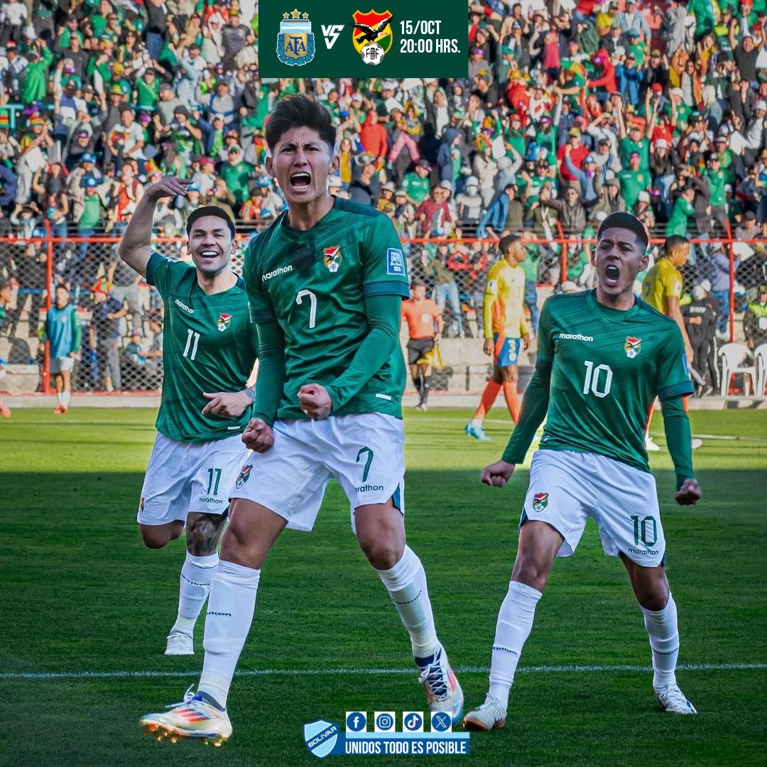 UTEP1925's tweet image. 🇧🇴 𝐇𝐨𝐲 𝐣𝐮𝐞𝐠𝐚 𝐁𝐨𝐥𝐢𝐯𝐢𝐚 🫂

🕒 20:00 Hrs.
🏟️ Estadio Mâs Monumental 
🆚️ Argentina 🤝 
🏆 Eliminatorias Sudamericanas 

#UnidosTodoEsPosible
#vamosbolivia🇧🇴