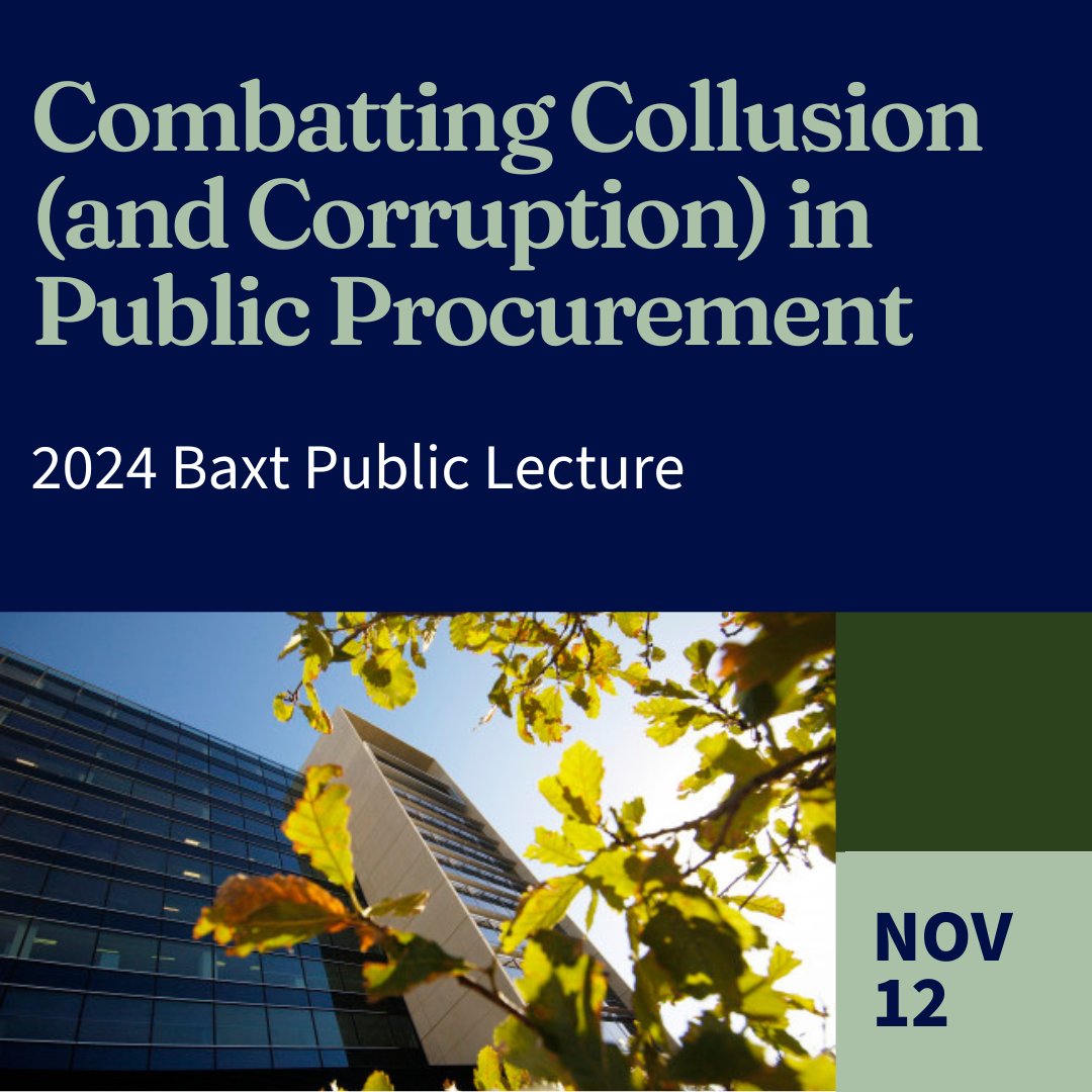 Melbourne Law School (@melblawschool) on Twitter photo Competition agencies face growing challenges, but fighting cartels in public procurement must remain a top priority.
Prof Jones from <a href="/KingsCollegeLon/">King's College London</a> will explore why collusion and corruption persist, and discuss strategies to combat them.
Register → unimelb.me/3U9hQTk Competition agencies face growing challenges, but fighting cartels in public procurement must remain a top priority.
Prof Jones from <a href="/KingsCollegeLon/">King's College London</a> will explore why collusion and corruption persist, and discuss strategies to combat them.
Register → unimelb.me/3U9hQTk