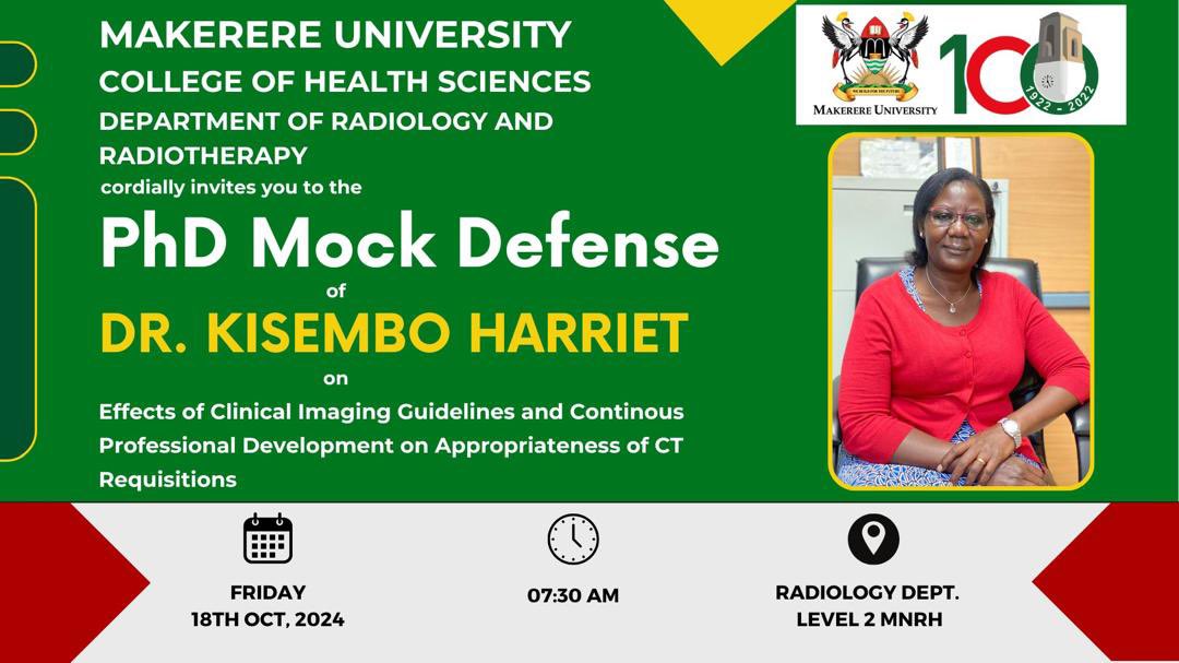 The Chair Radiology welcomes you all for the Mock defense this Friday at the Department of Radiology and Radiotherapy