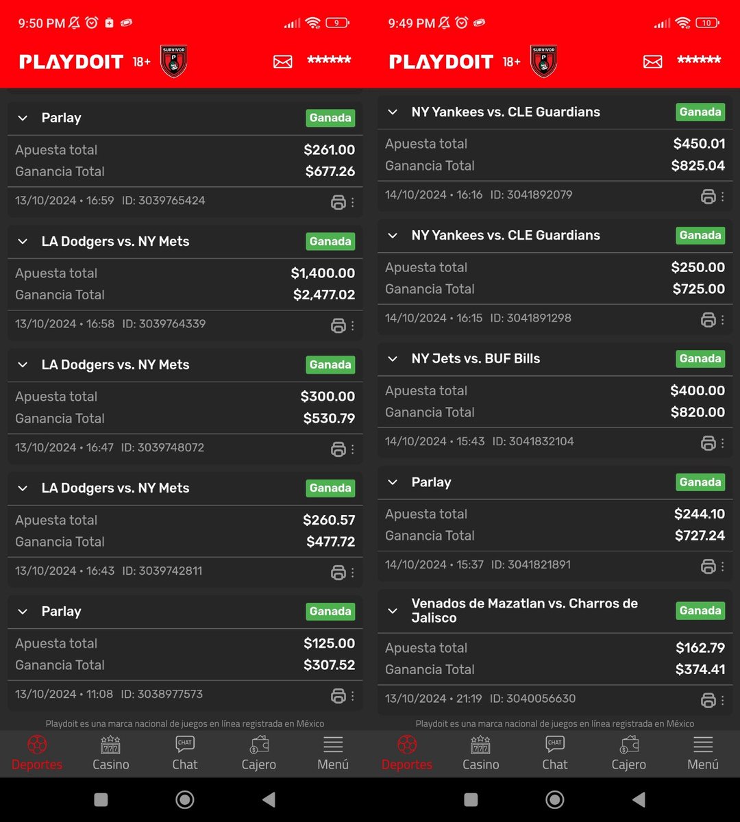 Un fin de semana muy productivo, aún que se sabe que no siempre se podran cobrar asi los parley, este fin de semana se presto y a disfrutar, y mantener cabeza fria que aun falta mucho para llegar al objetivo .🧠💵🙌🍀