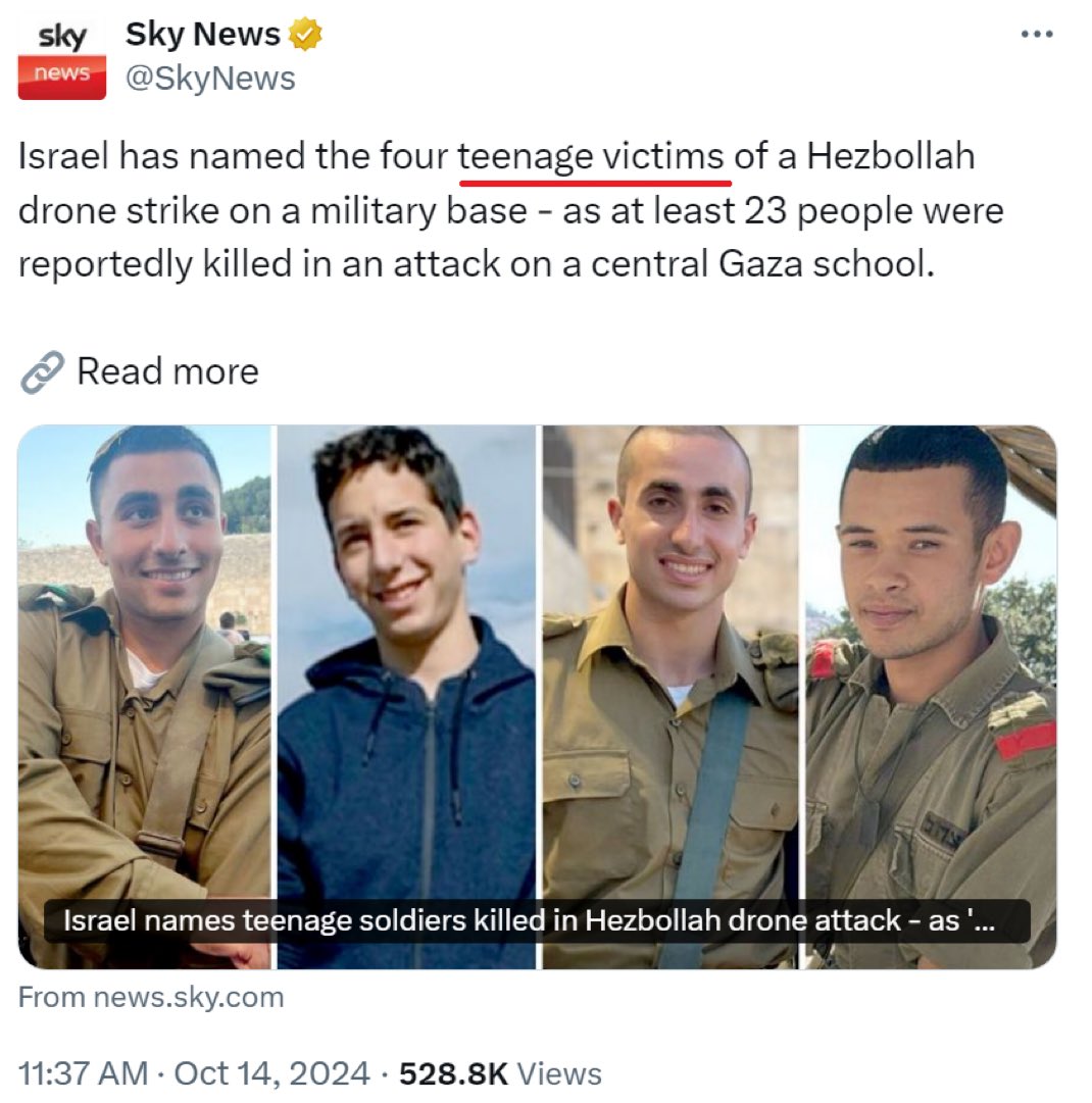 Soldiers of the Golani brigades are not "teenage victims" you genocide propaganda outlets. 
The Golani brigade is the SS of the Israeli army.