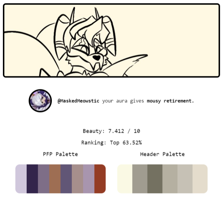 MaskedMeowstic's tweet image. dumb trend time?
uh... why does my aura sound... voracious in things? chat does this site KNOW?! h e l p.