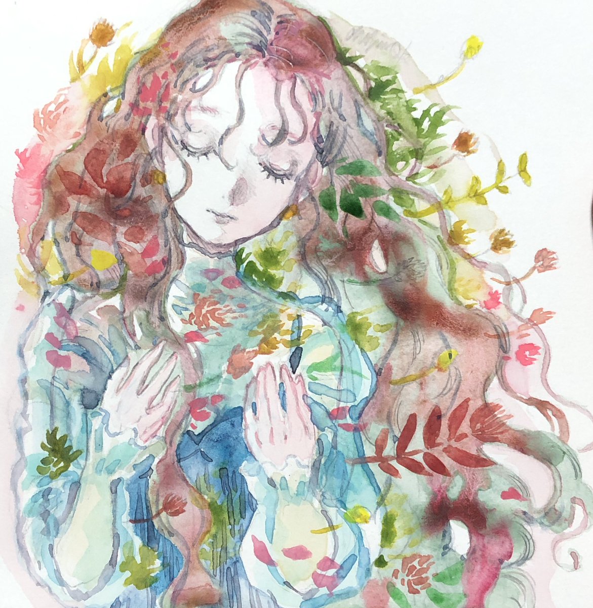 「完成! 中本誠司美術館さんの15×15展覧会に出します #透明水彩」|川村千紘3/8-27盛岡CYM展　3/21-26オハヨウくつした展覧会4/7-シビュラ展のイラスト