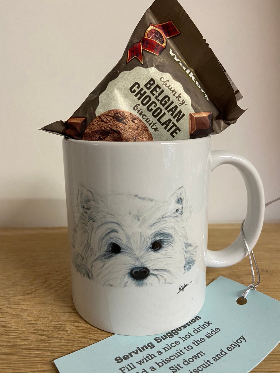 West Highland Terrier Ceramic Mug, 
granvillestudio.etsy.com/listing/234028… the complete gift, as it comes boxed with biscuits and serving suggestion.
#mhhsbd #Westie
