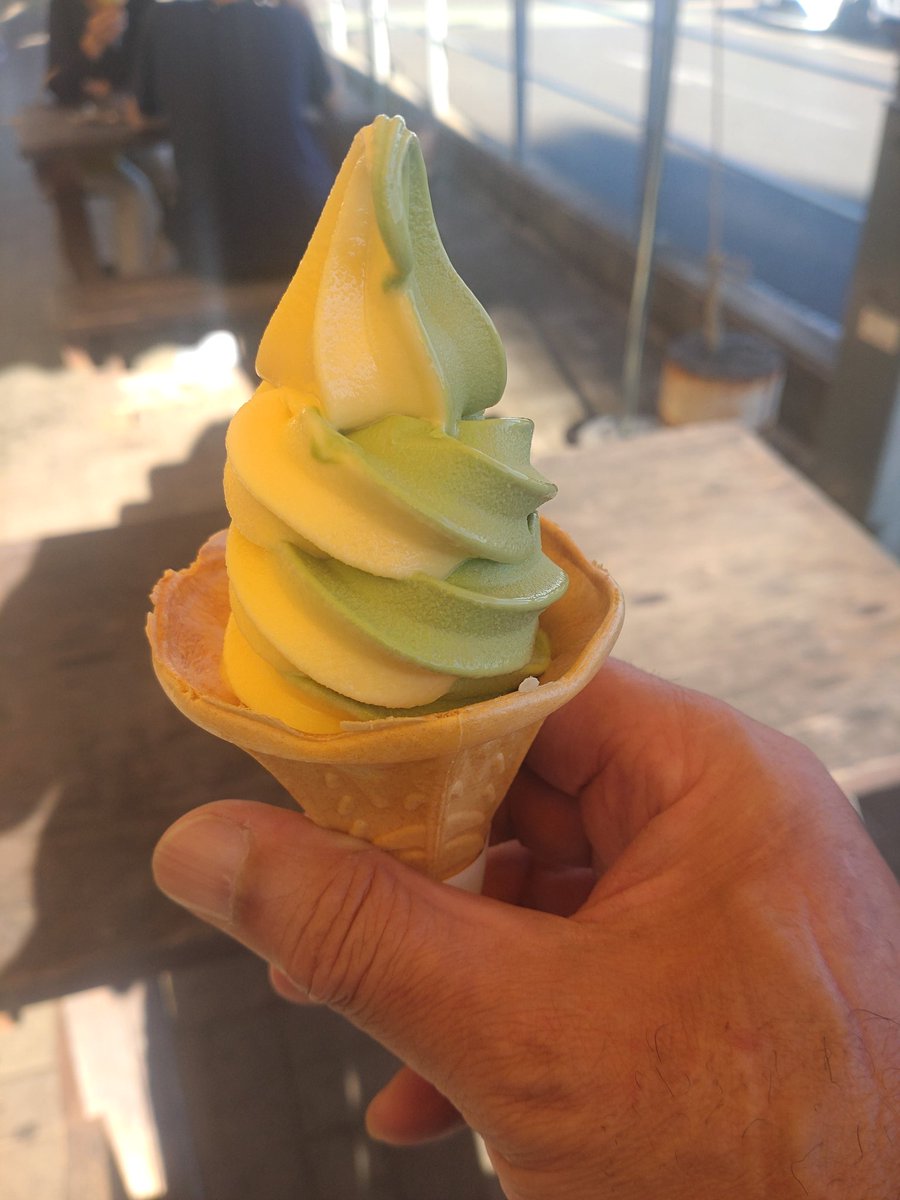 抹茶さつまいもミックスソフト
#道の駅くりもと