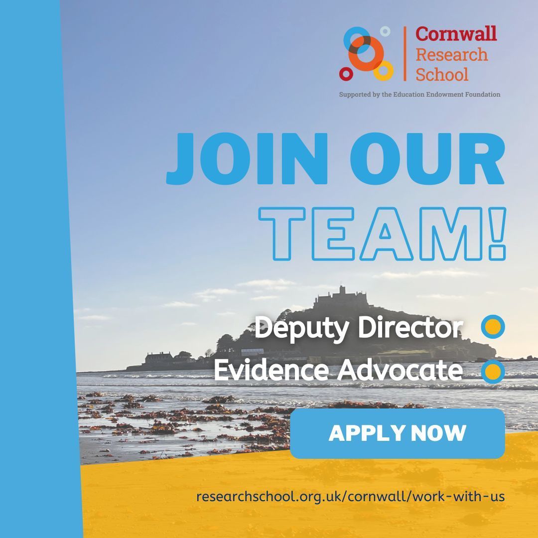 RSNCornwall's tweet image. Great opportunity for educators in Cornwall to become part of the team at Cornwall Research School.
Find out more information at researchschool.org.uk/cornwall/work-…