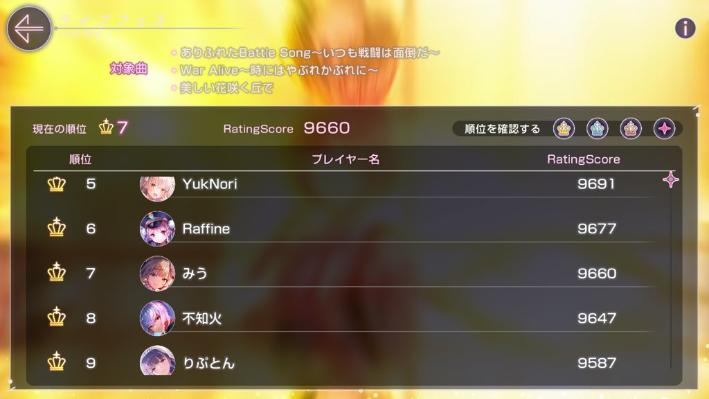 pannyamofumofu's tweet photo. ライブフェス7位でした
前回より上がって良かった

#ヘブバン #ライブモード #LIVEFES https://t.co/URQwT3CoFv