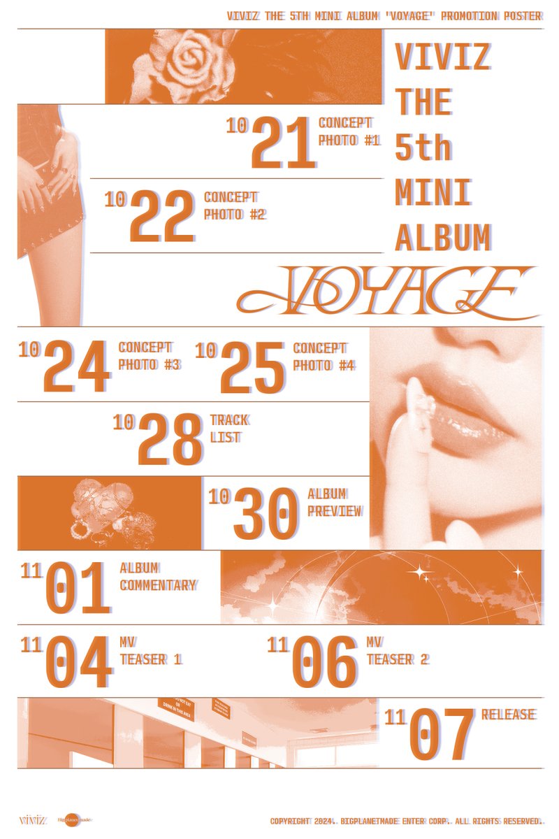 VIVIZ_official's tweet photo. VIVIZ The 5th Mini Album
'VOYAGE'
 
PROMOTION POSTER
 
2024. 11. 7. 6PM (KST)
 
#VIVIZ #비비지
#EUNHA #은하
#SINB #신비
#UMJI #엄지
#VOYAGE
#BPM #BigPlanetMade https://t.co/BbRbnPu2qe