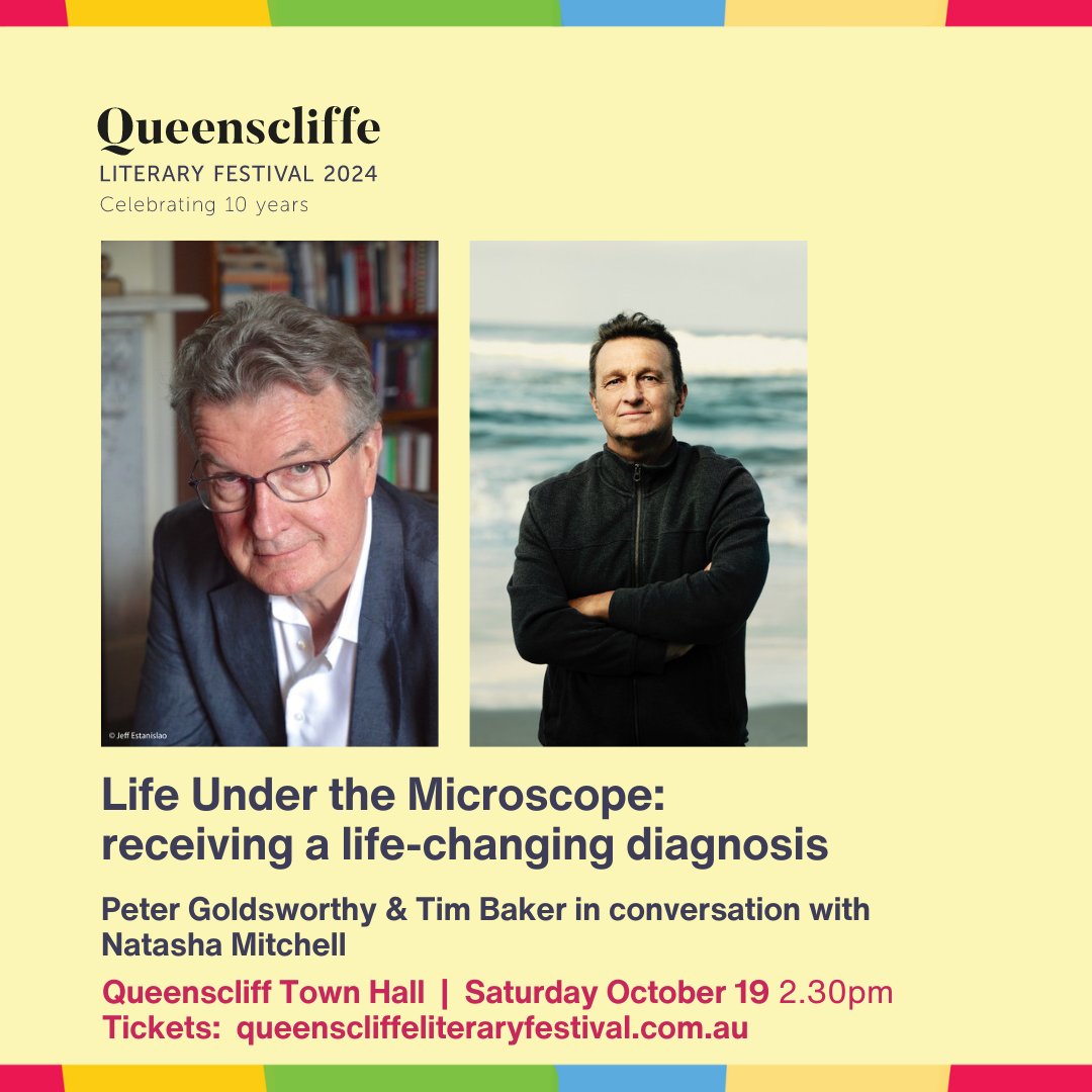 natashamitchell's tweet image. Looking forward to hosting this @QLFLitFest  conversation on Sat afternoon with poet, novelist, doctor #PeterGoldsworthy &amp;amp; journalist, surfer, author #TimBaker  about the profound, personal insights in their books THE CANCER FINISHING SCHOOL (Peter) and PATTING THE SHARK (Tim).