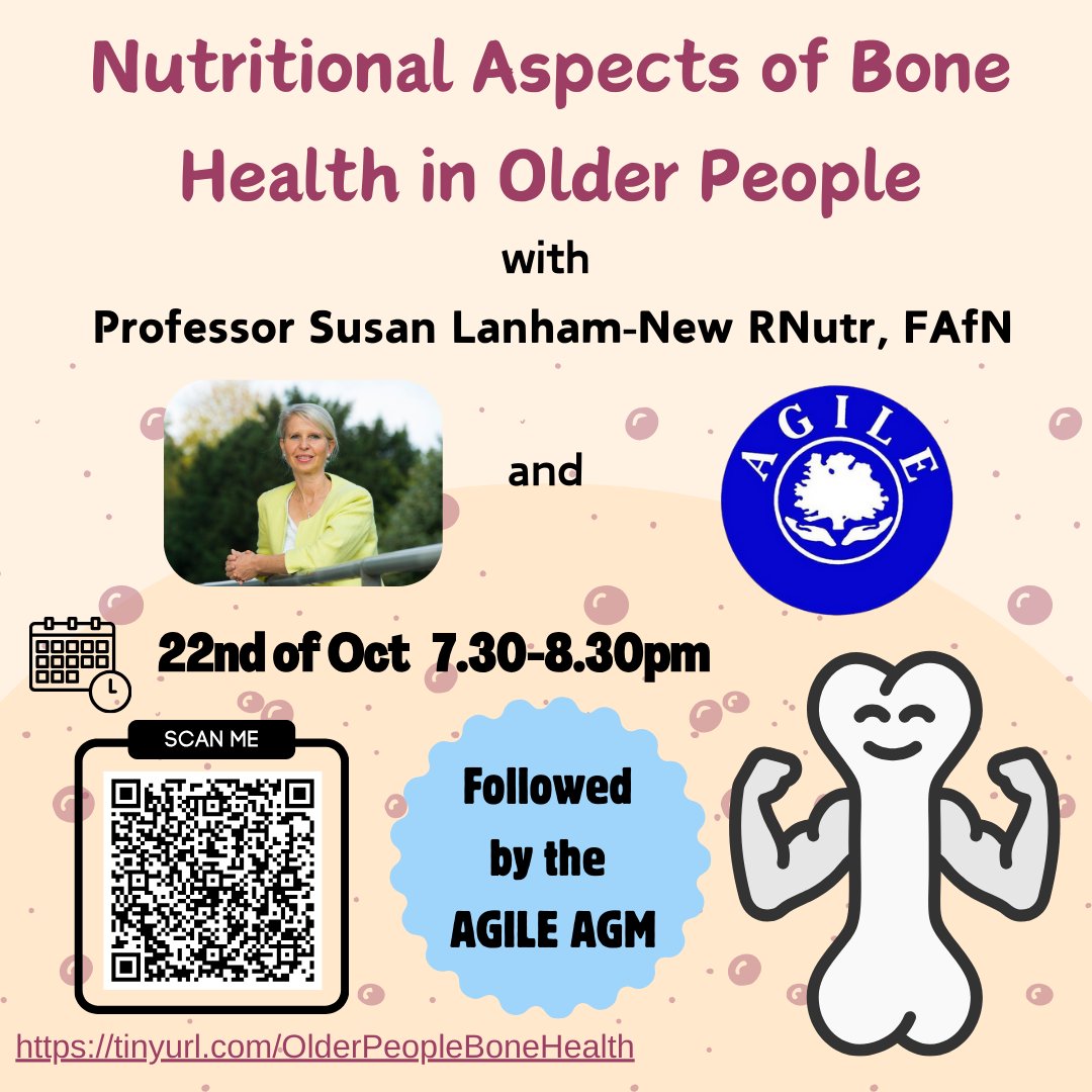 Please join us next week for our FREE webinar on Bone Health and Nutrition! 
tinyurl.com/OlderPeopleBon…
This will be followed by our Annual General Meeting, so our members can vote on constitutional changes - check your emails for a proxy vote if you can’t make it.